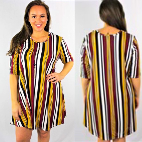 Burgundy Trapeze Plus Dress - Picture 1 of 3